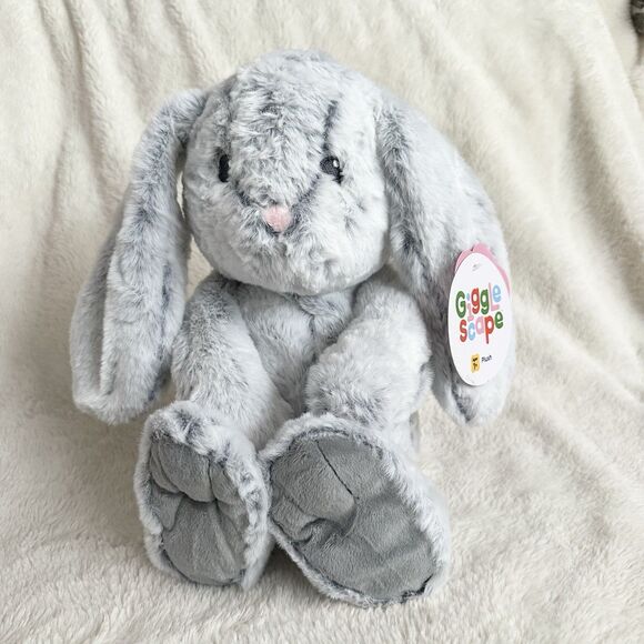 Target Giggle Scape Bunny Rabbit Frosted Grey Plush Stuffed Animal Pink Nose NWT - Picture 1 of 5